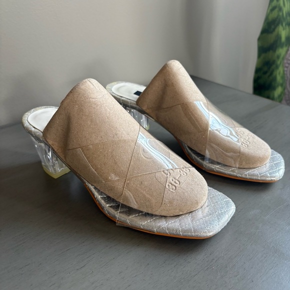 Manxixi Criss- Cross Transparent Clear Block Heel Slip On Shoe Women EU 39 US 8 - Picture 4 of 13